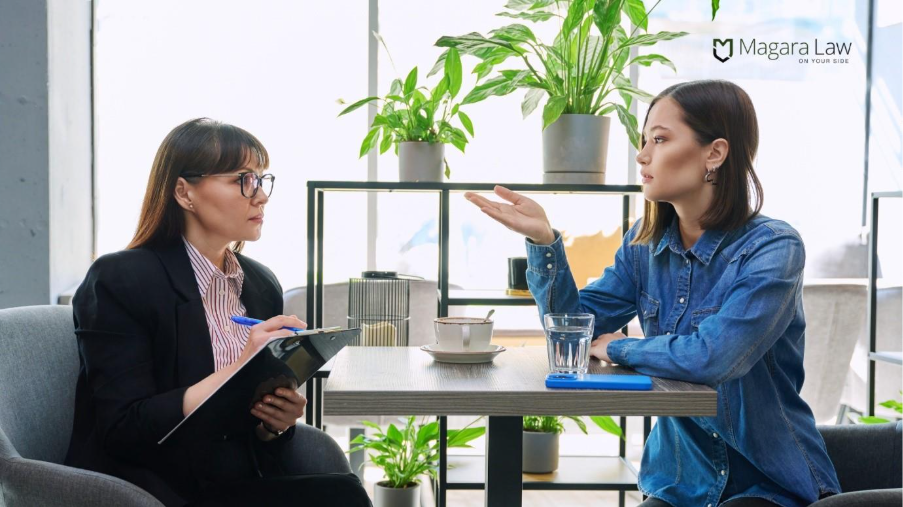 A woman requesting IVF time off work from her boss.