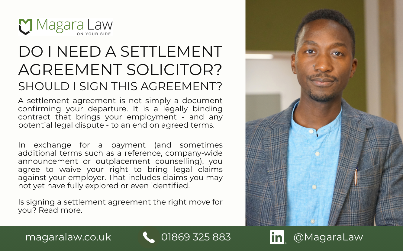 Roy Magara gives his take on settlement agreements and the need for a settlement agreement solicitor.