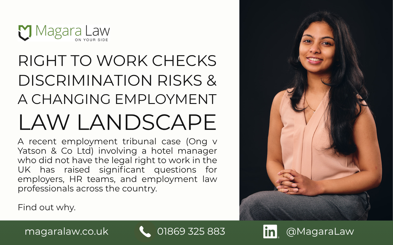 Magara Law trainee employment solicitor gives her take on right to work checks and discrimination risks.