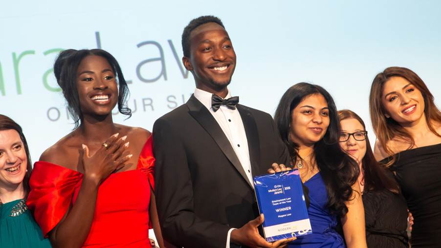 The Magara Law team on stage to receive the Employment Law Team of the Year Award at the 2026 Modern Law Awards in Sutton Coldfield.