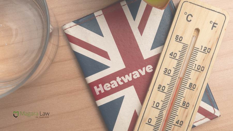 A thermometer showing a temperature of over 30 Degrees Celsius amid a heatwave in the UK.